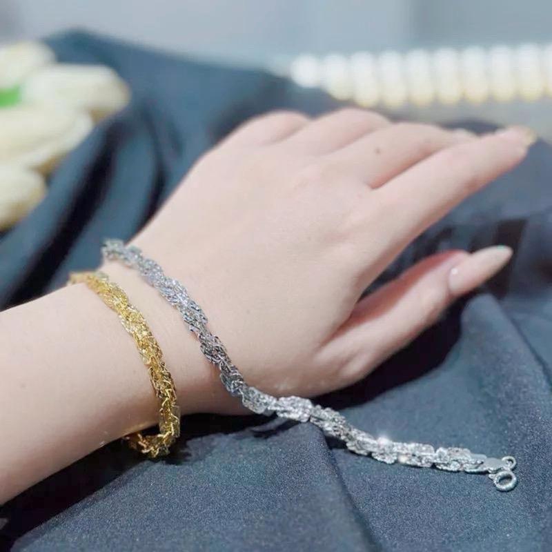 Lắc tay xoắn vuông titan mạ kim nam nữ đeo đẹp lớp phủ kim loại móc khoá tròn có đóng dấu kí hiệu Phụ Kiện Đeo Tay