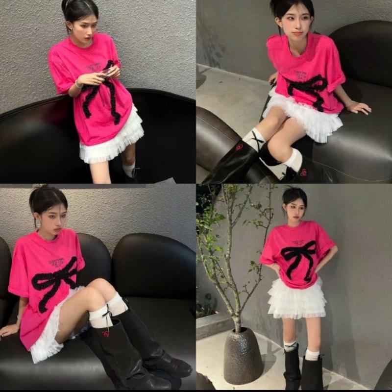 Áo thêu nơ rúm nổi phong cách Hàn quốc dễ thương 40-65kg nữ top women thun nỉ cổ tròn thun Hoodie 6