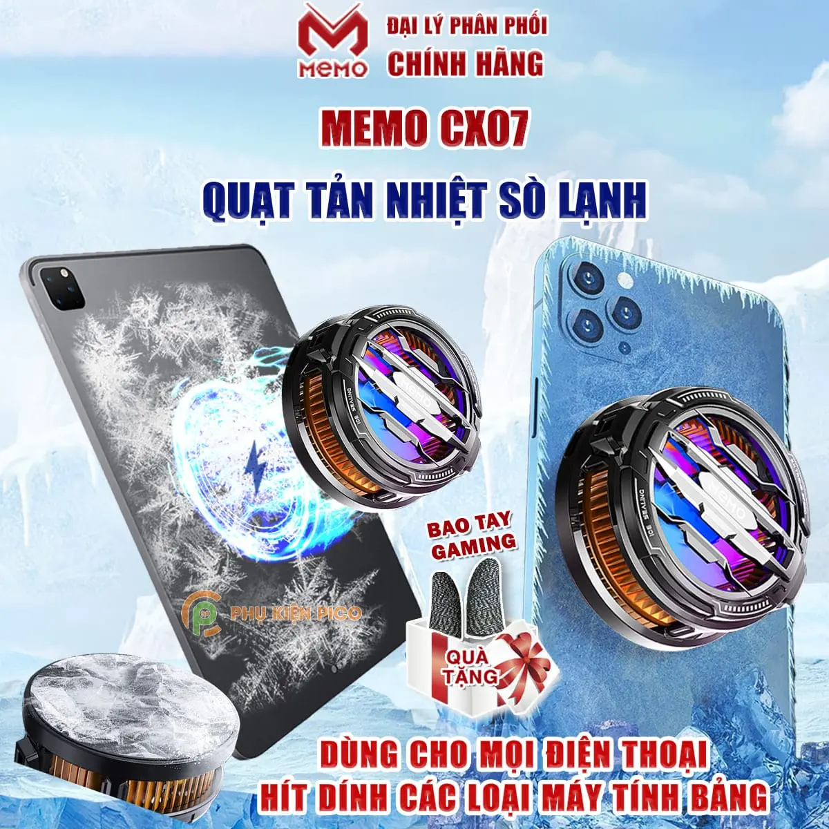 Quạt tản nhiệt điện thoại Memo CX07 / CX10 Pro / CX12 sò lạnh từ tính 2025 led RGB làm lạnh đóng băng - Quạt tản nhiệt máy tính bảng CX07 Phụ Kiện