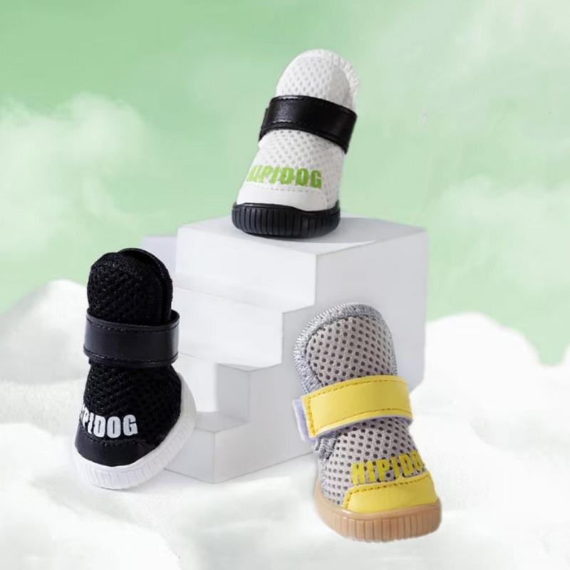 Product Introduction of 4pcs/set Dog Going Out Shoes Wear-resistant Mesh Dog Shoes Anti-drop Anti-slip Dogs Boots Soft Breathable Pet Sneakers Autumn 10