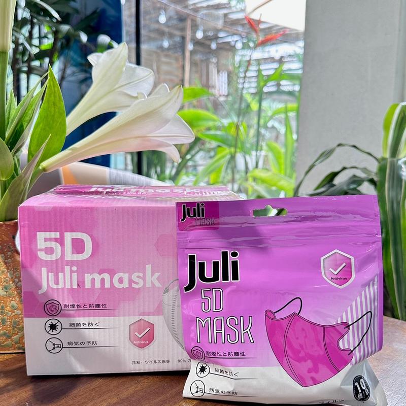 Khẩu trang Juli Mask 5D, 200 chiếc, 7 màu, 3 lớp, 99% bảo vệ, Việt Nam
