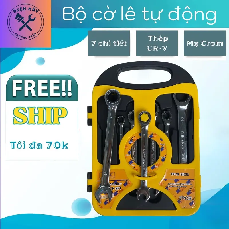 Bộ cờ lê tự động 7 chi tiết 8-19mm, Bộ cờ lê vòng miệng tự động 0