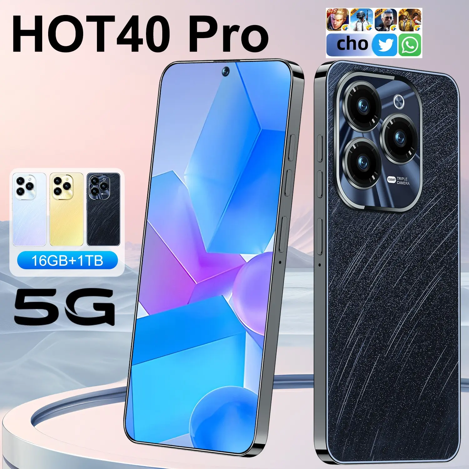Điện thoại thông minh, HOT40 Pro, Màn hình lớn đục lỗ 7,3inch, Hệ điều hành Android 8.1, Phiên bản mới, Bộ nhớ 2 + 16GB, Thích hợp cho xuất khẩu