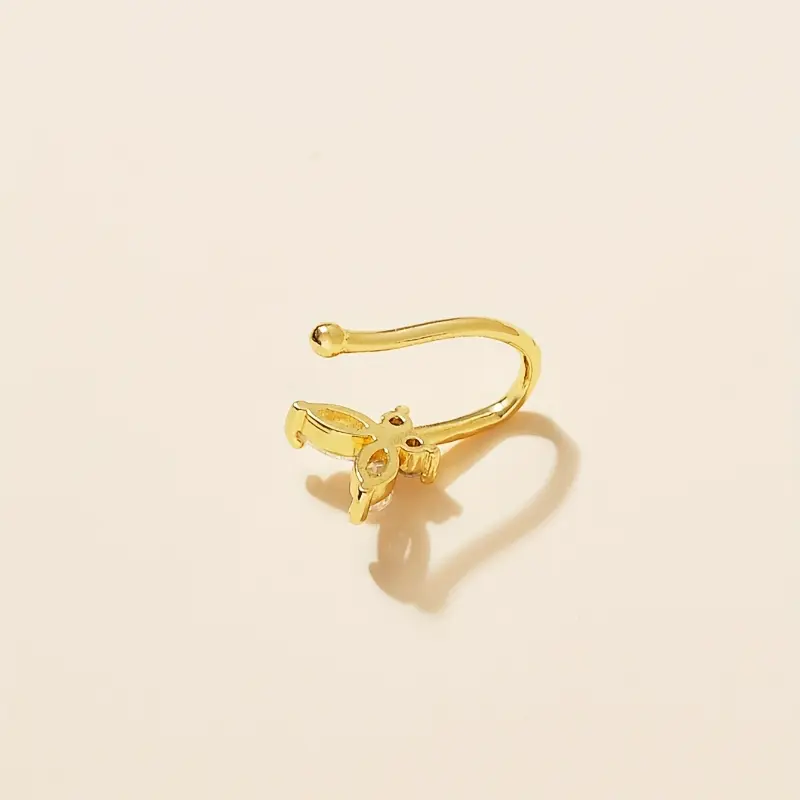 [Butterfly-shaped Copper Nose Clip] Fashionable Butterfly-shaped Copper Inlaid Synthetic Zirconia Non-piercing Nose Clip Nose Ring Nose Stud 4