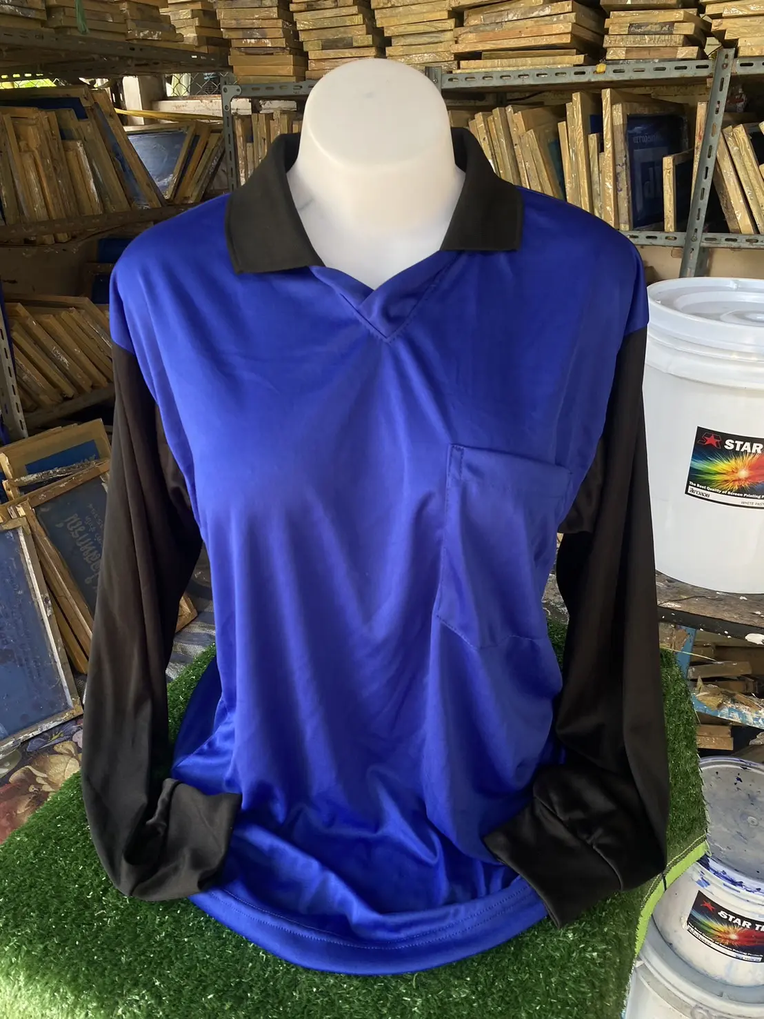 เสื้อคนงาน เสื้อแขนยาว คอปกมีกระเป๋าฟรีไซร์XL รอบอก44-46นิ้ว คละสี