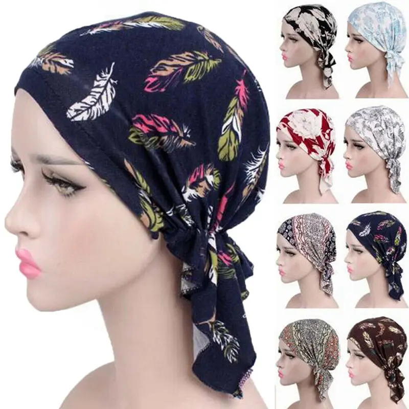 Women Muslim Turban Cancer Chemo Cap Stretch Wrap Beanie Head Scarf Cover Hats