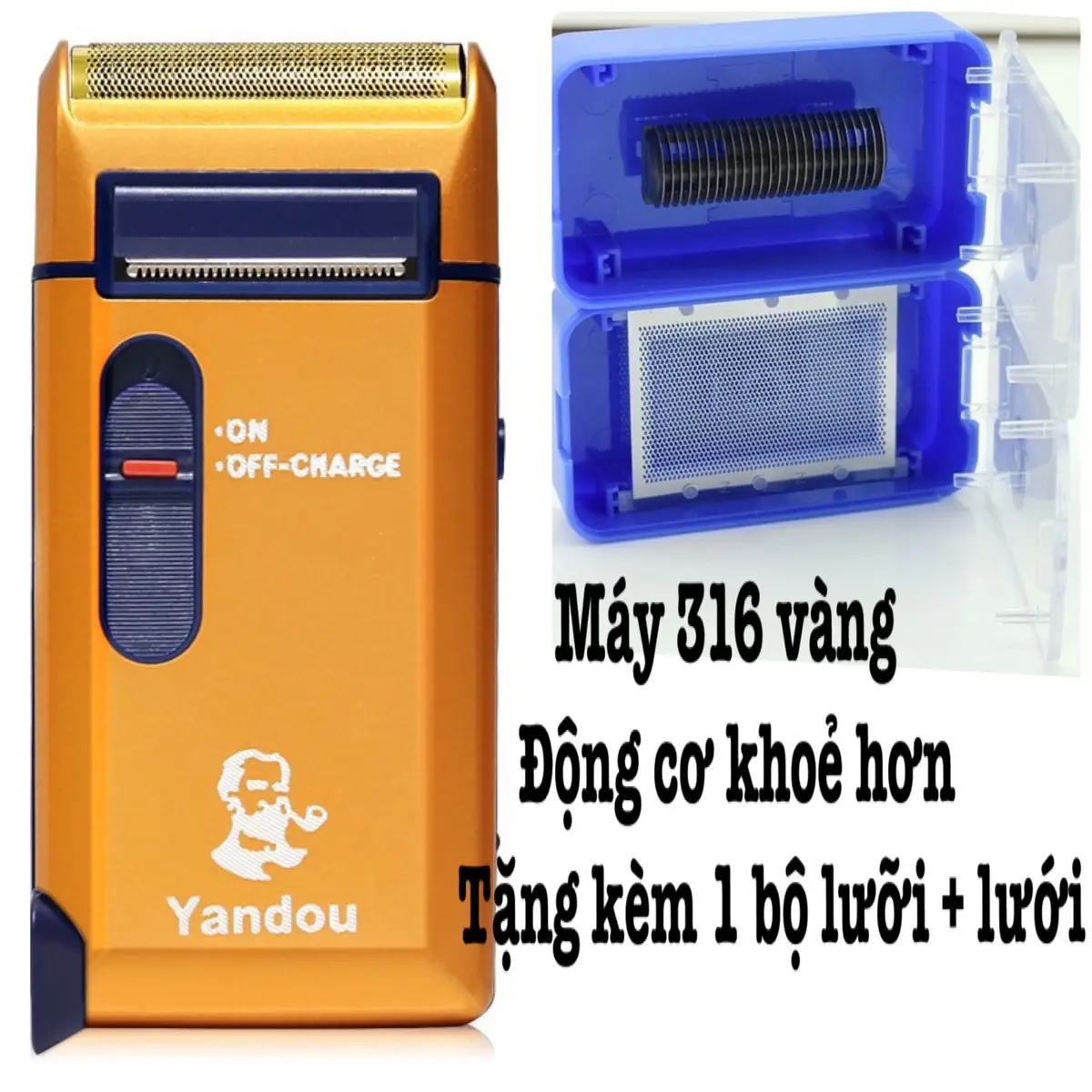 Máy cạo râu yandou 316 bản vàng,pin trâu hơn máy khoẻ hơn máy trắng 301