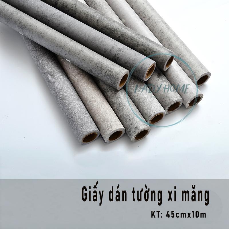 COMBO 5 CUỘN Giấy Dán Tường Xi Măng Xám Cuộn 10m dài rộng 45cm Có Keo Sẵn Decal Dán Tường Màu Giả Bê Tông Cho Phòng ngủ Phòng Khách Quán Cafe Nhà hàng vn đám mây xanh
