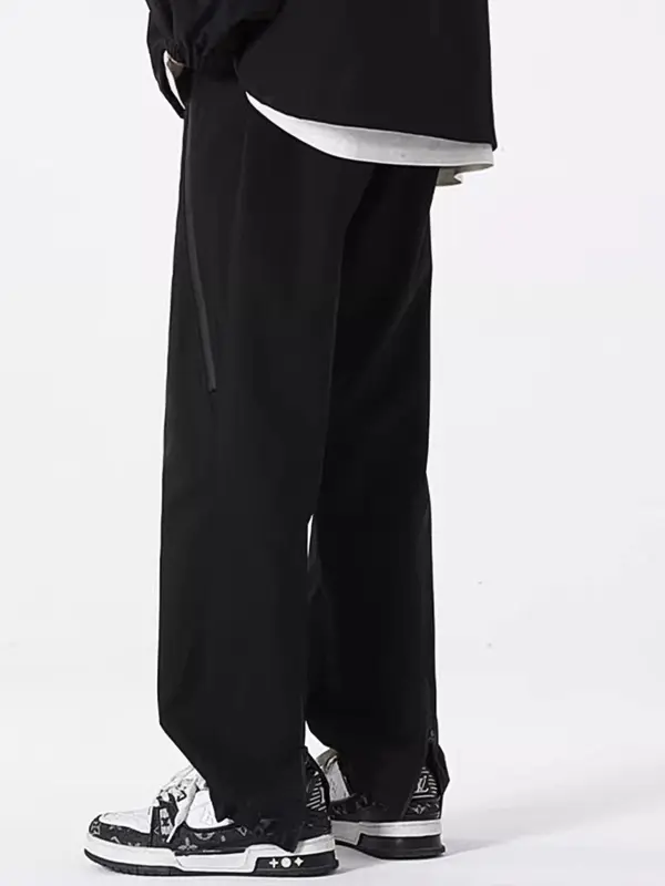 Men's Solid Color Straight Leg Workwear Pants, Regular Fit Casual Comfy Wide Leg Trousers for Daily Wear, Men's Bottoms for All Seasons 1