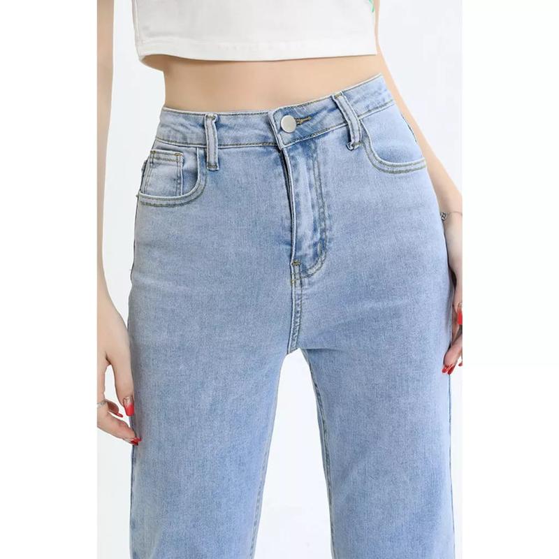 Product Introduction of Kulot Jeans Wanita Highwaist Premium Polos Gaya Korea Style Kekinian Viral Terbaru Boyfriend Jeans High Waist Model Korea Style Highwaist Kulot Jeans Wanita Loose 3
