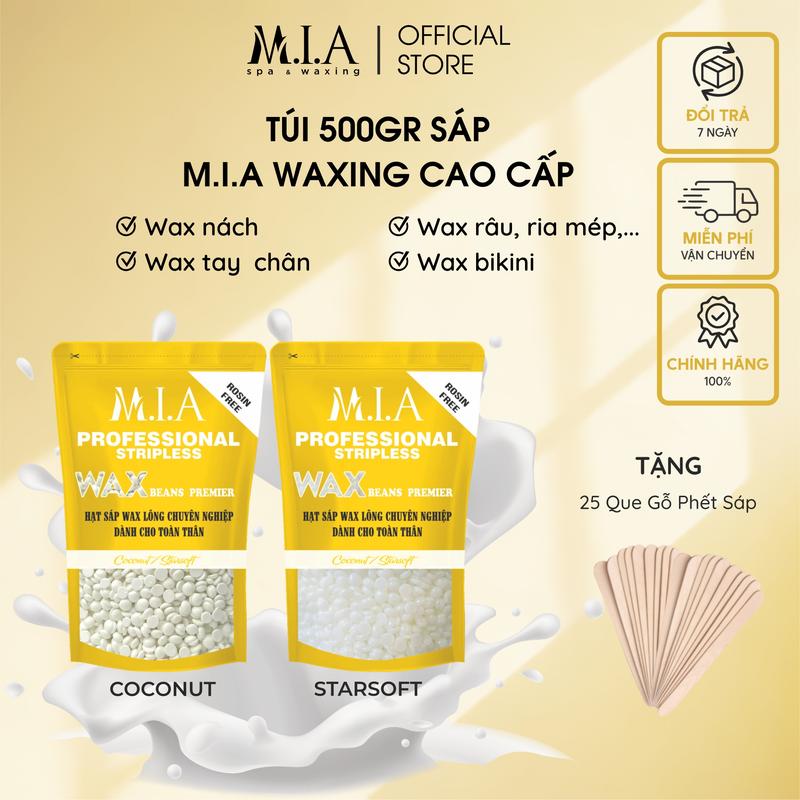 [ Tặng Que Gỗ ] 500gr Sáp Wax Lông Cao Cấp MIA WAXING wax lông nách, lông chân, wax toàn thân