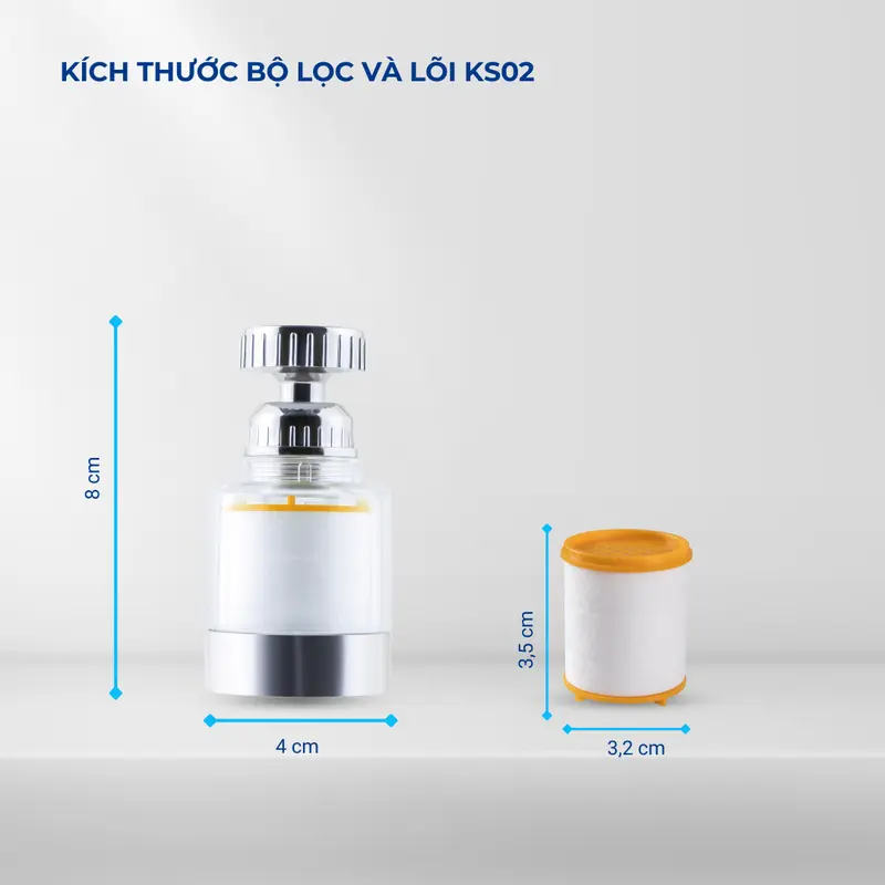 Bộ lọc nước Kaishii , Đầu lọc nước tại vòi tăng áp - xoay 360 mã KS02 2