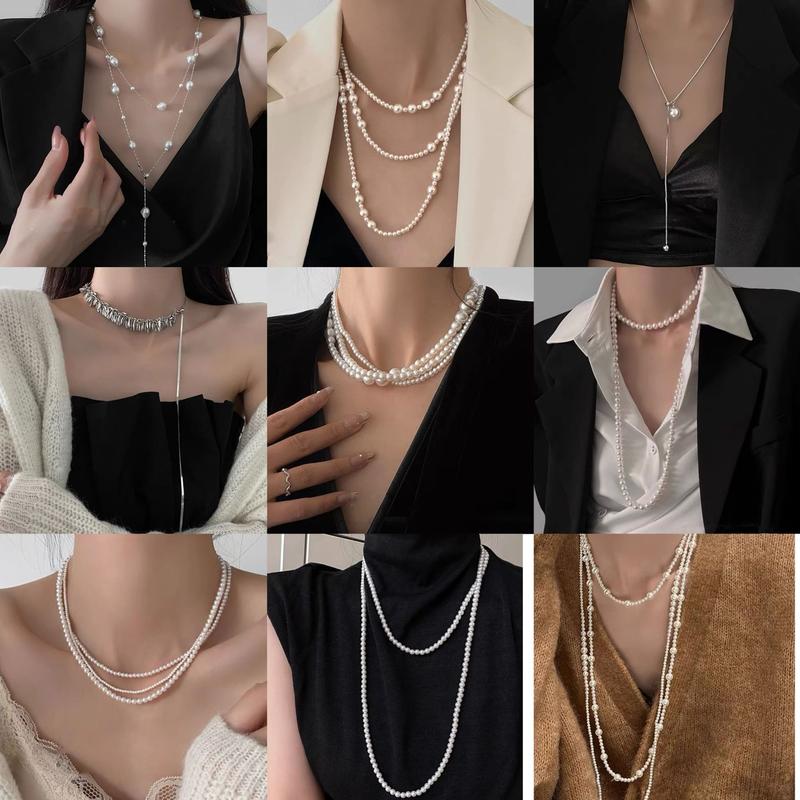 Gleamart Collana Lunga Donna Con Ciondolo E Strass - Catena Per Maglione In Lega - Regalo Con Scatola