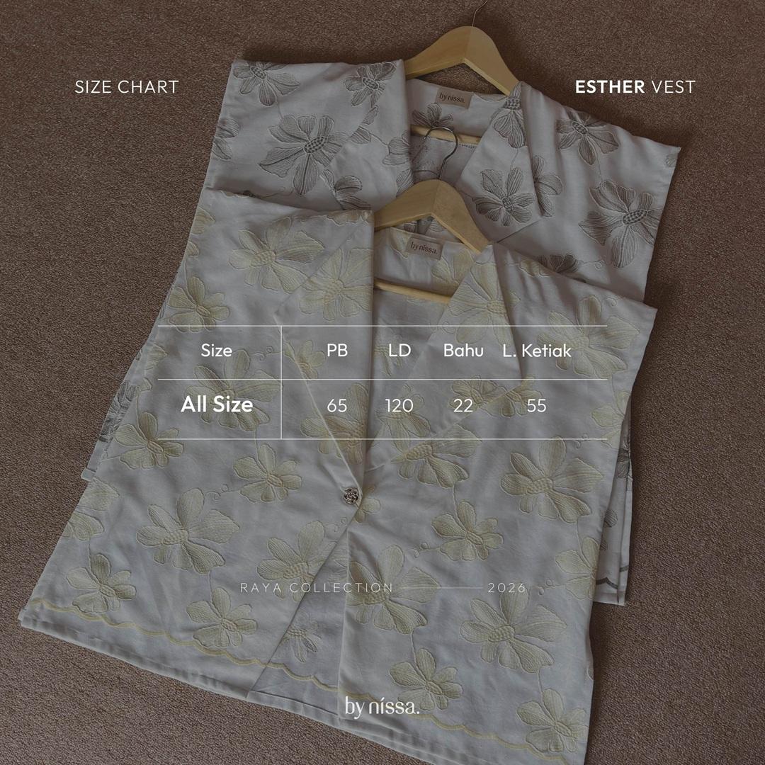 Bynissa - ESTHER VEST - Pakaian Wanita - Outerwear - Outer Sleeveless - Vest Bordir Tanpa Lengan