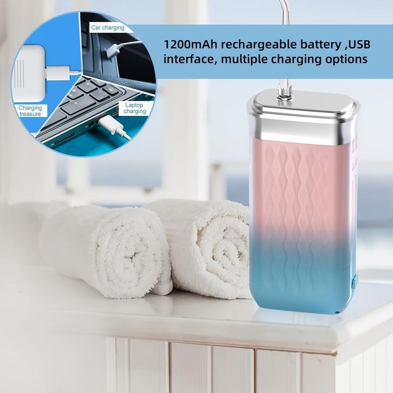 Máy tăm nước không dây Khloee, Máy làm sạch răng Cầm Tay 4 chế độ, 4 đầu phun, Có Thể Sạc Lại USB, Pin Lithium 50mAh, với lợi ích sức khỏe men răng, Thích hợp cho gia đình và du lịch 3