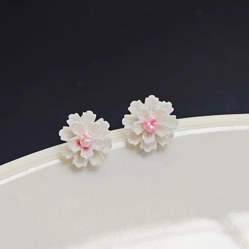 New Flowers Stud Earrings Pink Earrings Girls Lady Daily Engagement Ear Accessories #earringstyle #earring