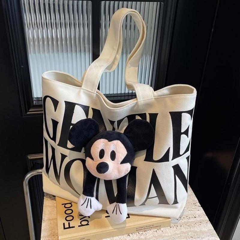  Túi Vải Bố Nữ Hàng Mới Về 2025 Thiết Kế Mickey Hoạt Hình Sức Chứa Lớn Totes Thích Hợp Cho Sinh Viên Đại Học Và Người Đi Làm Túi Đeo Vai Nữ 