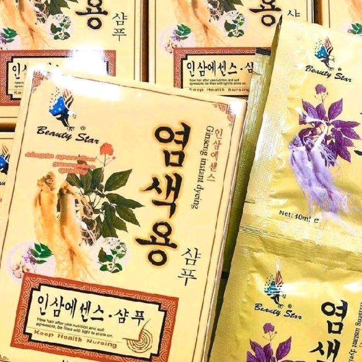 (chính hãng) Dầu Gội Phủ Bạc Nhân Sâm Hàn Quốc ( hộp 4 gói ) Gội là đen nhân sâm , giúp đen tóc và ngăn rụng tóc