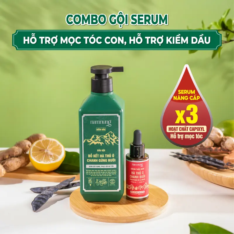 Combo dầu gội thảo dược bản giảm dầu kèm serum Nam Nung hỗ trợ giảm rụng, hỗ trợ mọc tóc con Dưỡng Tóc Chăm Sóc Tóc 0
