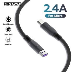 Hensawa สายชาร์จเร็ว USB to Micro 2.4A 1M วัสดุ PVC นุ่มนิ่ม สีดำ 1 เมตร รุ่น US3091 Fast Charge Cable & Sync รองรับชาร์จไว ทนทาน สายนุ่มพิเศษ