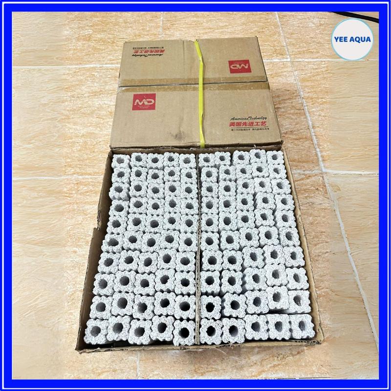 Thùng (100 viên) SỨ THANH MUỐI TIÊU ĐA GIÁC Size (15x3,5x3,5)cm, vật liệu lọc 8 rãnh hỗ trỡ nuôi vi sinh lọc nước hồ cá