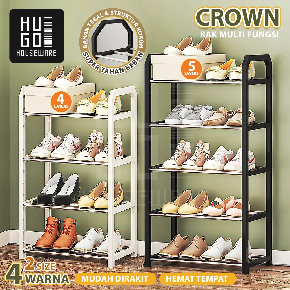 Tempat Sepatu Sandal Minimalis 4 Susun dan 5 Susun Rak Sepatu Stainless Steel Portable
