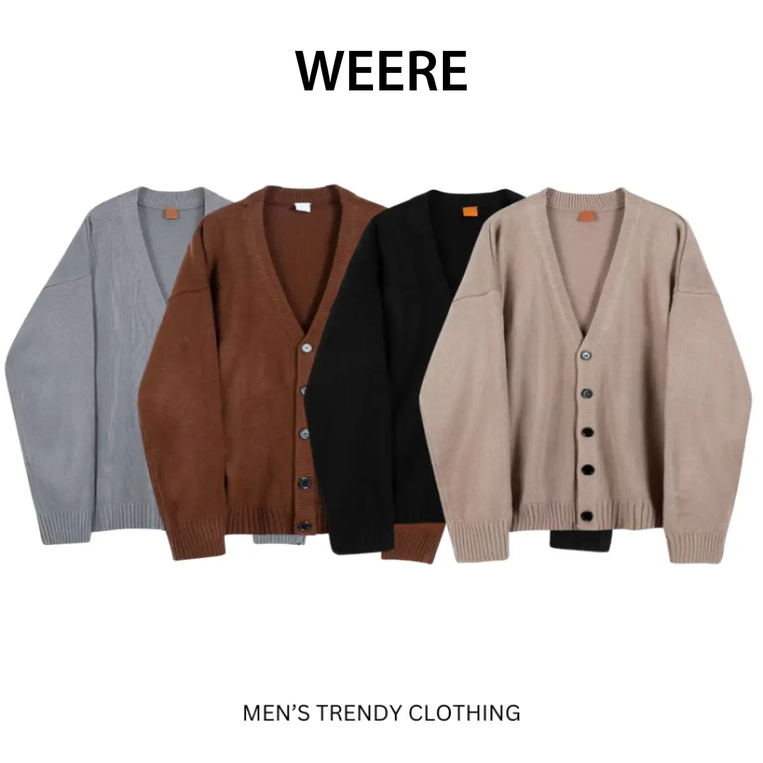 Áo Khoác Len Cardigan DAVIDME Màu Trơn Phong Cách hàn Quốc Chất Len Lông Cừu Cao Cấp Menswear