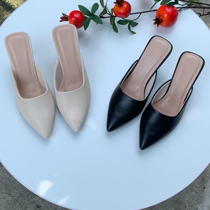 Giày xục gót cao 7p và 5p  da lì cao 7p có 2 màu đen và kem size từ 35 đến 42