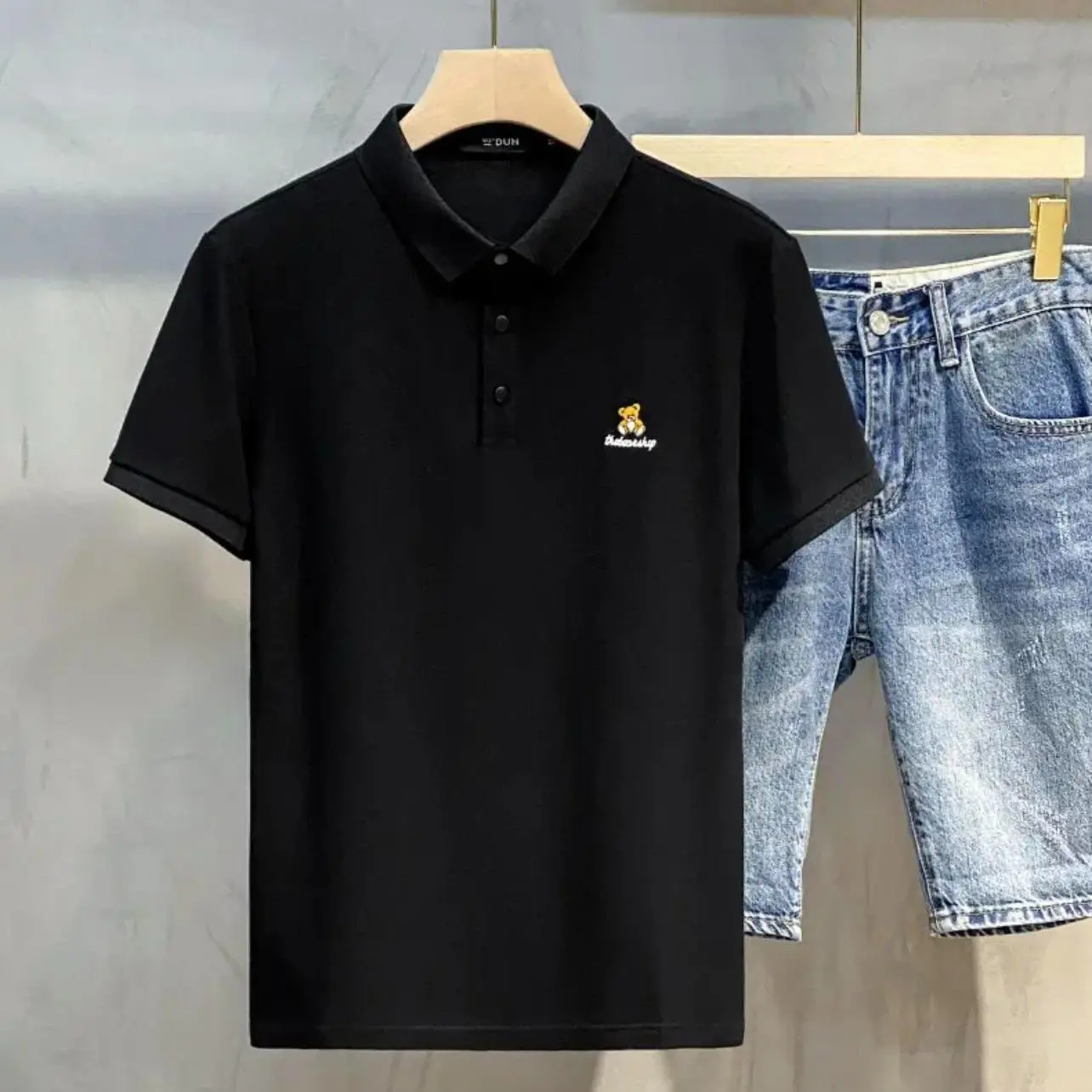 POLO THÊU GẤU VÀNG QUẢNG CHÂU CAO CẤP LOẠI 1- POLOUMAOR Áo Menswear Nam Top Shirt Có Cổ
