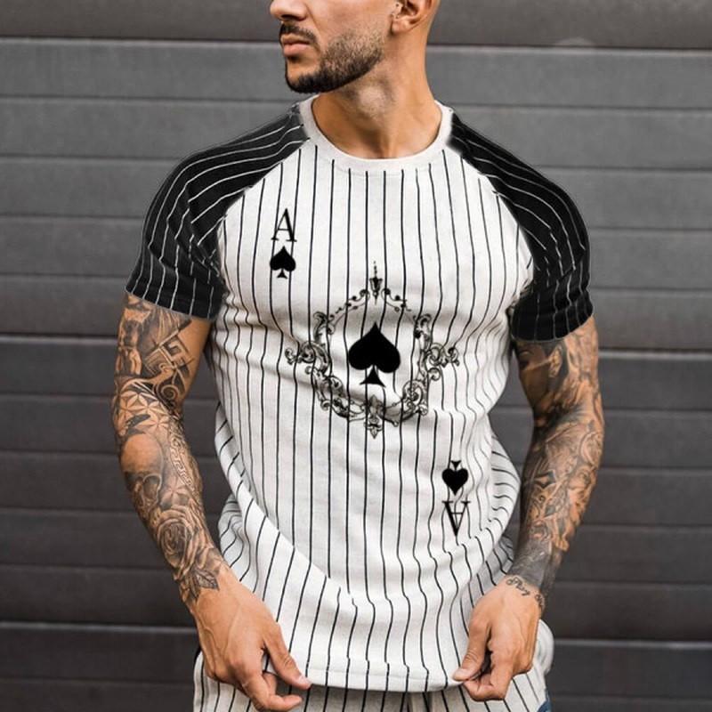 Product Introduction of Zebra striped poker printed short sleeved 2024 latest spring unisex T-shirt summer men's 3D printed round neck quick drying top 4