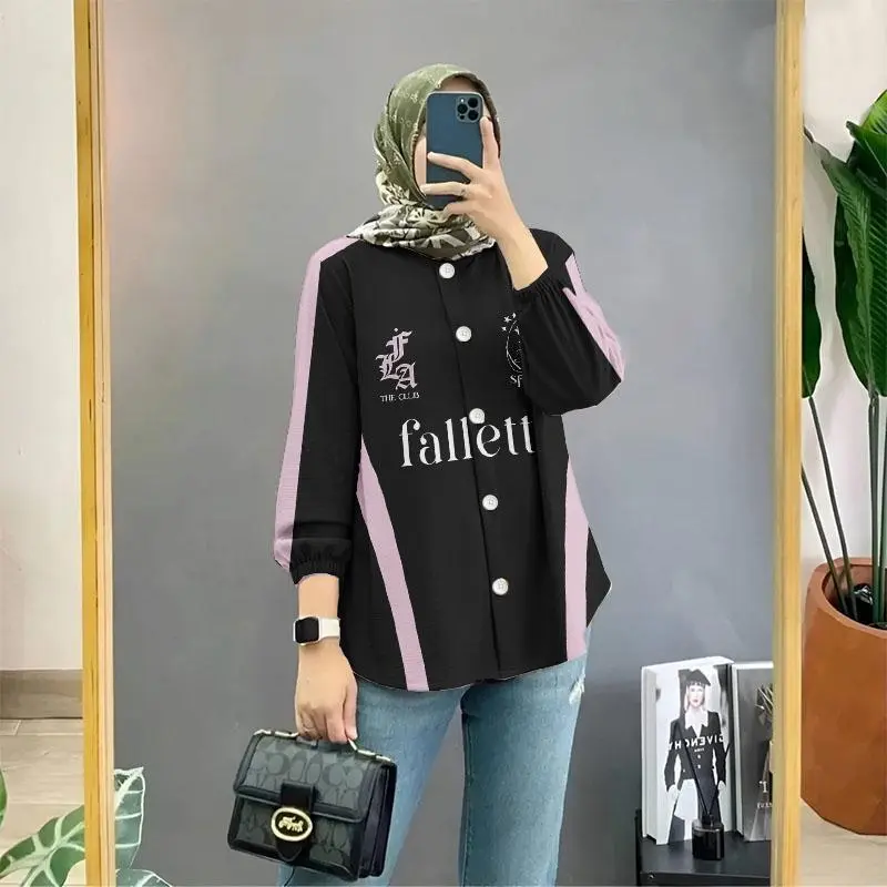 Muslimah Long Sleeve Fallett Sport Jersey Button Down Shirt