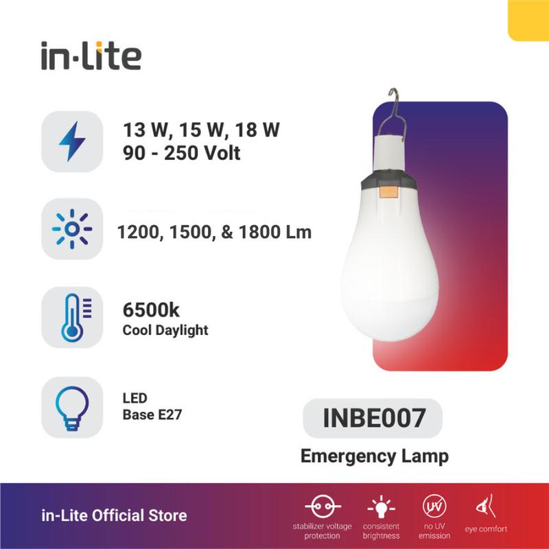 InLite LED Lampu Emergency + Hanger + Battery INBE007 13-18 watt 0