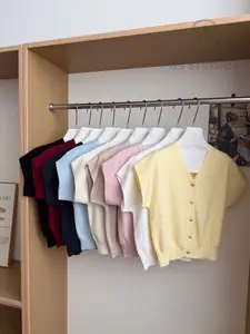 One K Atasan Knit Button V-Neck Knit Top ONK203330 Ready Stock