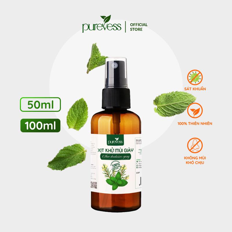 Xịt khử mùi giày Purevess, xịt thơm giày, khử mùi giày, dép chống hôi chân 100ml