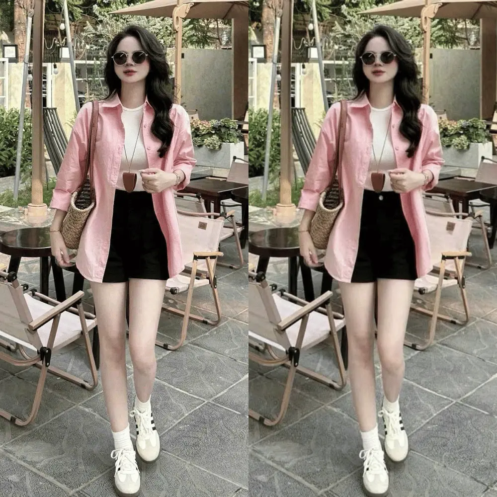 Set 3 Món Kèm Áo Sơmi Màu Siêu Đep Áo Tăm Zip Quần Kaki FUMI