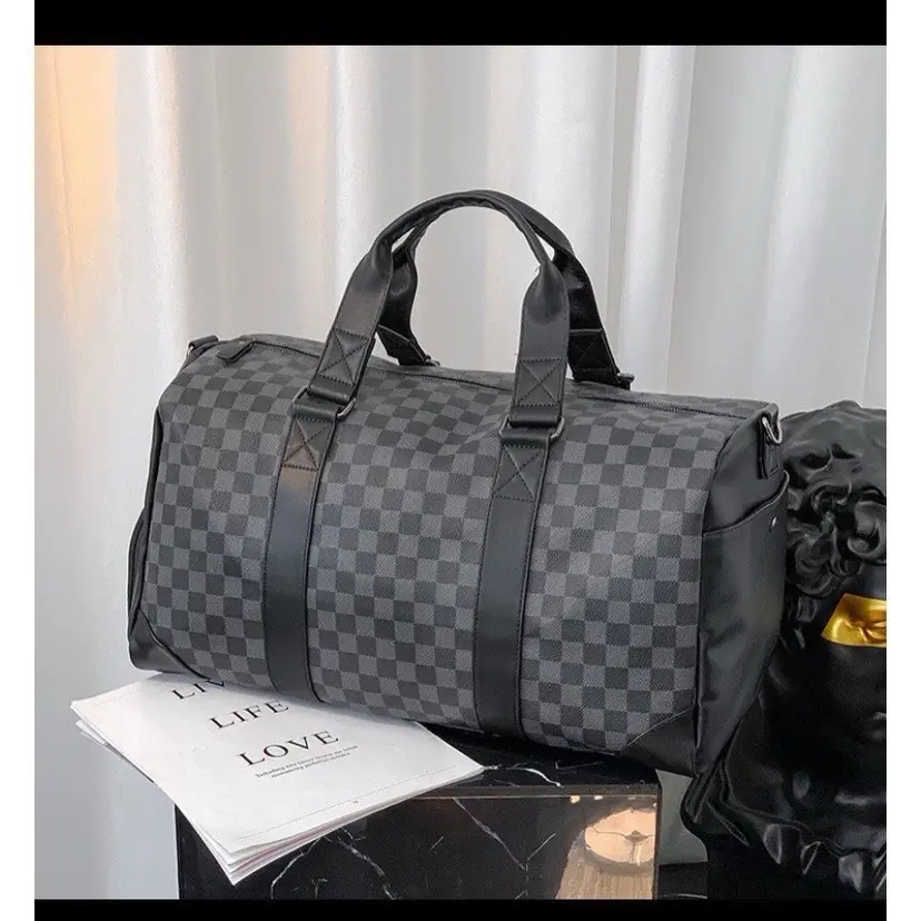 Túi du lịch cỡ lớn kẻ đen size 50