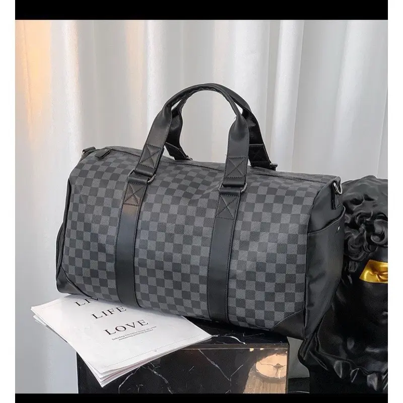 Túi du lịch cỡ lớn kẻ đen size 50 0