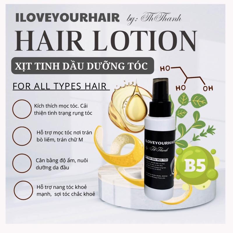 Xịt Bưởi Tinh Dầu Dưỡng Tóc HAIR LOTION ILOVEYOURHAIR ThThanh 100ml Tặng 7 Món Cột Tóc + Viên Kẹo + Kẹp Càng Cua + Tấm Sticker