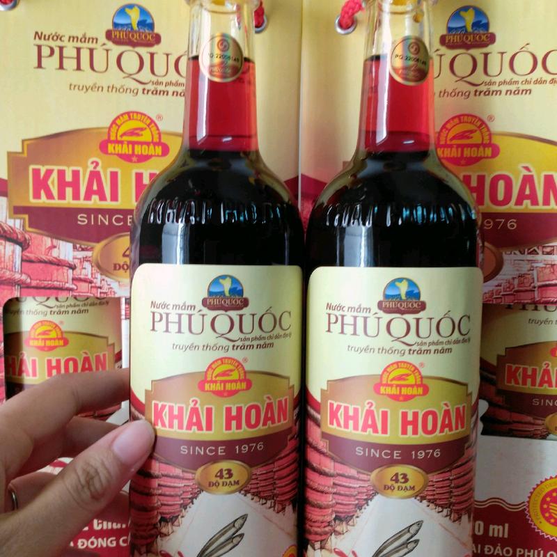 Nước mắm Phú Quốc KHẢI HOÀN 43 độ đạm (cặp 2 chai 520ml)