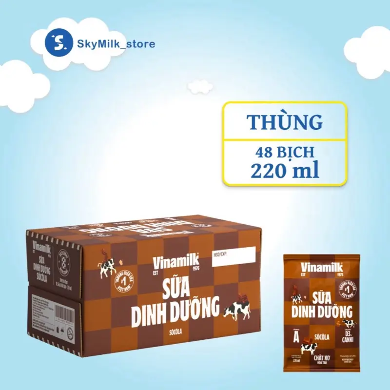 ￼Thùng 48 bịch 220ml Sữa dinh dưỡng Vinamilk