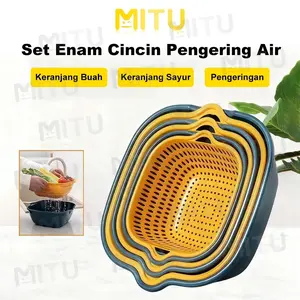 MITU 6Pcs Baskom Saringan Cuci Buah Sayuran