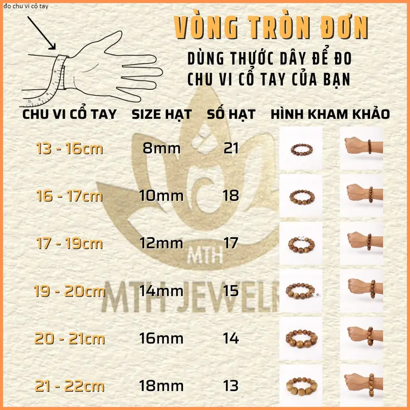 Vòng Tay Trầm Hương Hạt Tròn Đơn MTH JEWELRY - Vòng Trầm Tốc Việt Đeo Tay Nam Nữ, Phụ Kiện Voi Túi Gấm, Lá Bồ Đề, Nụ Trầm, Dây Xâu 8