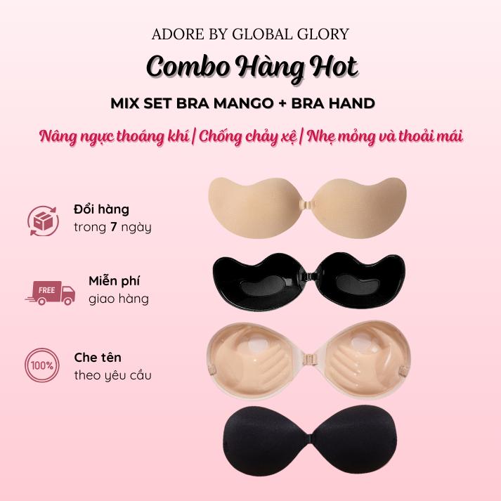 [Trợ giá hôm nay] Combo HÀNG HOT - Mix set miếng dán ngực xoài (bra mango), miếng dán hình ngực hình bàn tay (bra hand) - Nâng đỡ, tạo khe, nhẹ nhàng và thoải mái mieng dan Nữ