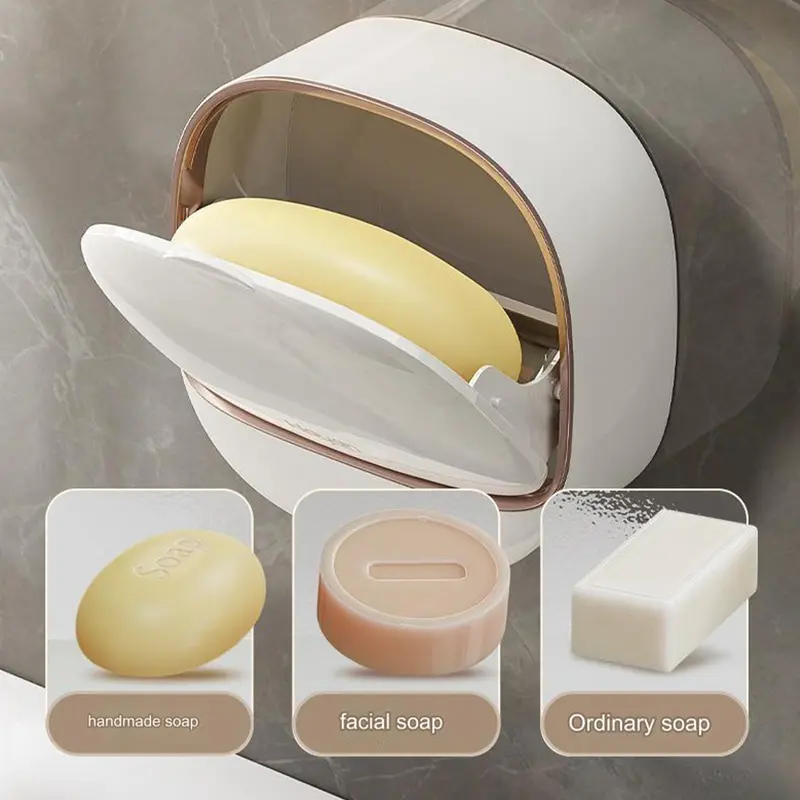 Đĩa Đựng Xà Phòng Đa Chức Năng, Thiết Kế Sang Trọng, Có Rãnh Thoát Nước, Treo Tường, Nắp Lật Không Khoan, Giá Đỡ Xà Phòng Phòng Tắm, Làm Bằng Nhựa, Hình Chữ Nhật, Hộp Tiết Kiệm Xà Phòng Thác Nước, Thích Hợp Để Trang Trí Giáng Sinh 4