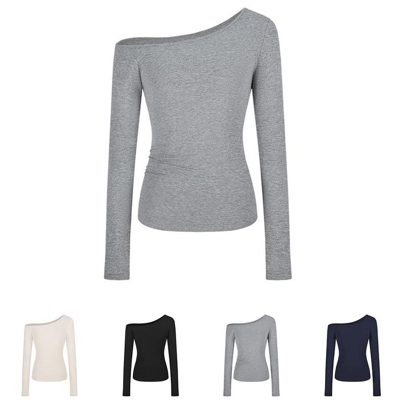 Retro Hot girl Women Sexy Off shoulder Long sleeve T-shirt Fashion All-match top 4