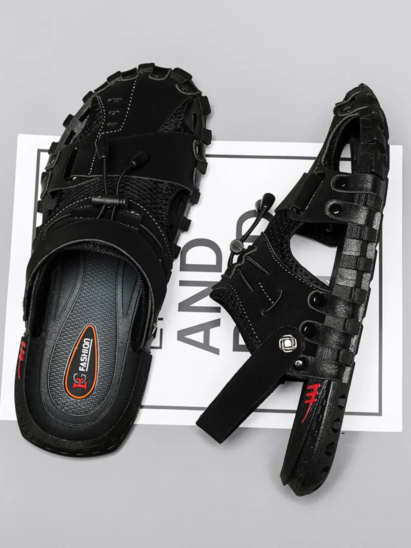 Men's Casual Plain Color Sport Sandals, Adjustable Double Use Ankle Strap Sandals, Soft Comfortable Non-slip Sandals for Beach