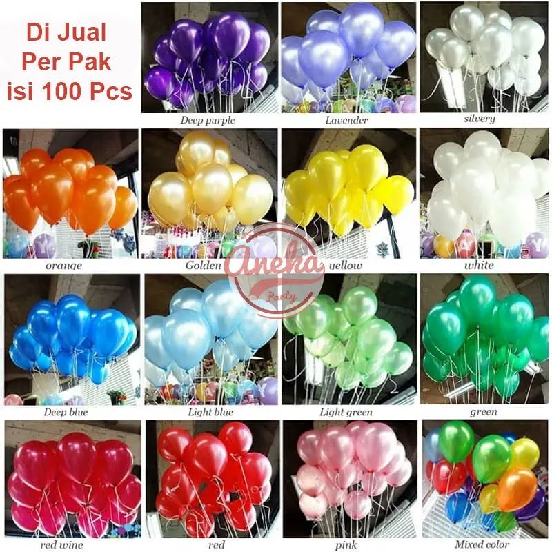 Balon Latex Metalik 1 PACK ISI 100 Pcs / Balon Per Pack / Balon Karet murah 12 ingh isi 100pcs