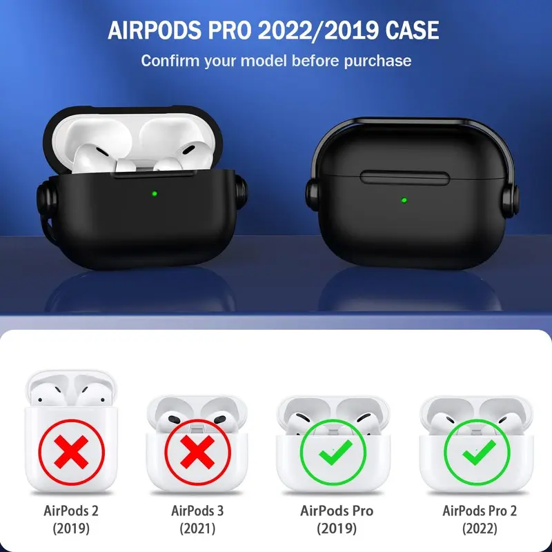 Earphone Case for Airpods Pro (2nd/1st Gen, 2023/2022/2019) with Secure Lock, Music Headset Earphone Protective Case Cover Compatible with Airpods Pro 2/Pro 6