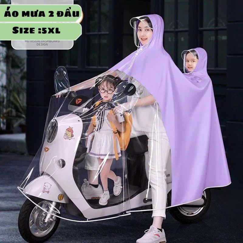 Áo Mưa 2 Đầu Siêu To Vải Dù Da Cá Cao Cấp Áo Đi Mưa 2 Người Có Lỗ Xỏ Gương Cỡ Lớn Hàng Cao Cấp