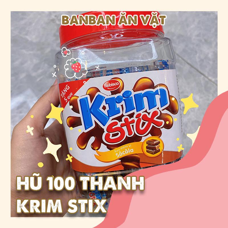 THANH KẸO MỀM KRIM STIX MIX VỊ RAINBOW VỊ PHÔ MAI VỊ SOCOLA I HŨ 100 QUE Ăn Vặt Snack Chocolate Thức Ăn Sô Cô La Food